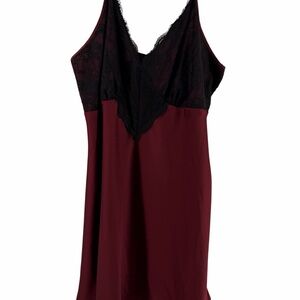 SHEIN Burgundy Chemise with Black Lace Satin Silky Size 6XL
